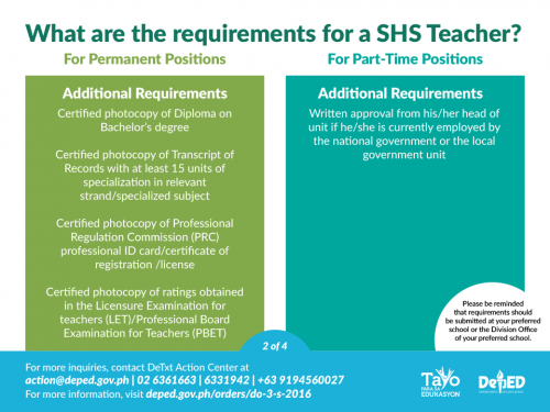 Senior High School Teacher Hiring Guidelines | Department of Education