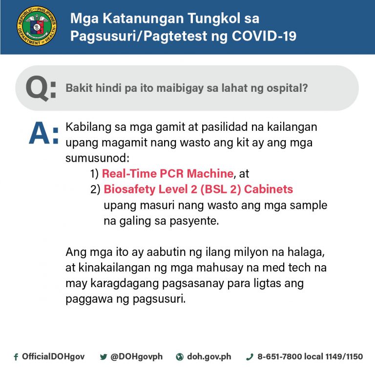 Mga Katanungan Tungkol sa Pagsusuri o Pagtetest ng COVID19 2 of 9