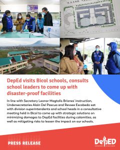 DepEd visits Bicol schools, consults school leaders to come up with disaster-proof facilities