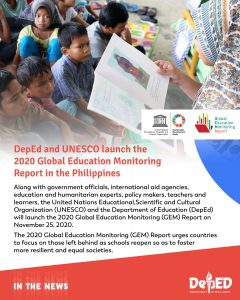 DepEd and UNESCO launch the 2020 Global Education Monitoring Report  in the Philippines