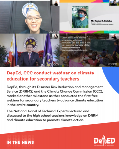 DepEd, CCC conduct webinar on climate education for secondary teachers