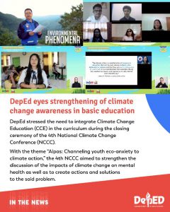 DepEd eyes strengthening of climate change awareness in basic education