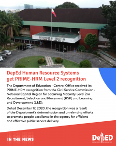 DepEd Human Resource Systems get PRIME-HRM Level 2 recognition