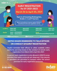 DepEd issues reminders to field offices on conduct of early registration