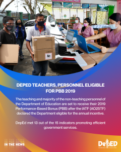 DepEd teachers, personnel eligible for PBB 2019