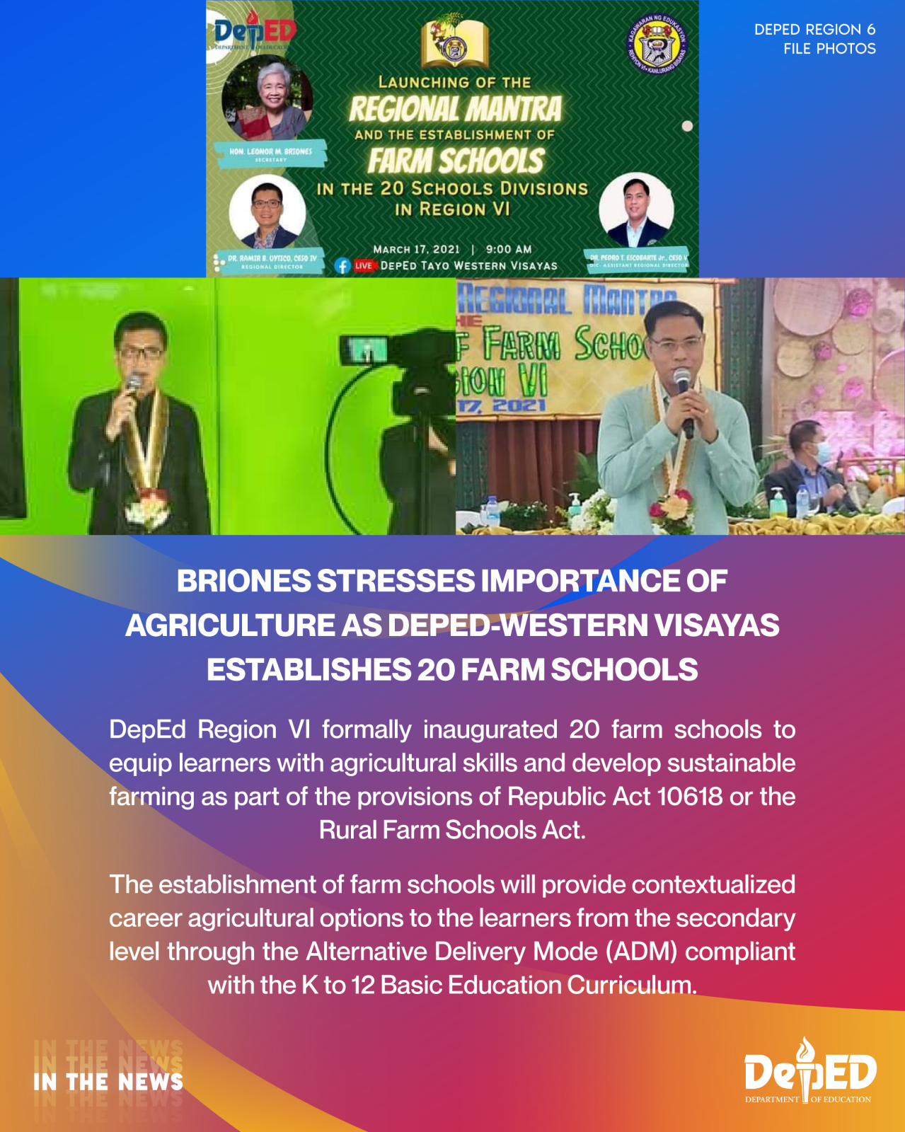 Briones Stresses Importance Of Agriculture As DepEd-Western Visayas ...