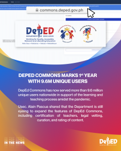 DepEd Commons marks 1st year with 9.6M unique users