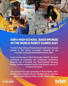 Abra High School bags bronze in the World Robot Games 2021