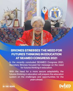 Briones stresses the need for futures thinking in education at SEAMEO Congress 2021