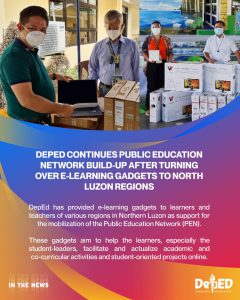 DepEd continues Public Education Network build-up after turning over e-learning gadgets to North Luzon regions