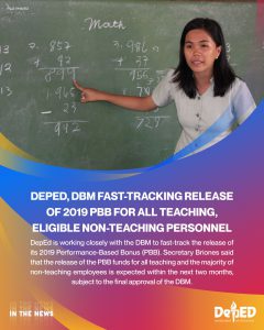 DepEd, DBM fast-tracking release of 2019 PBB for all teaching, eligible non-teaching personnel