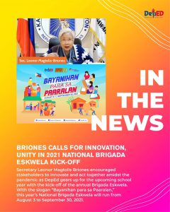 Briones calls for innovation, unity in 2021 National Brigada Eskwela Kick-Off