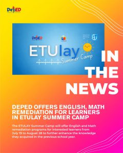 DepEd offers English, Math remediation for learners in ETUlay Summer Camp