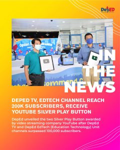 DepEd TV, EdTech channel reach 200k subscribers, receive YouTube silver play button