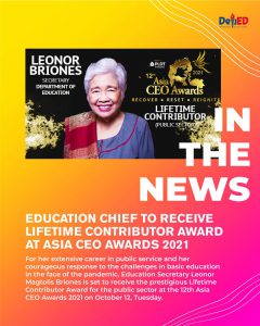 Education chief to receive Lifetime Contributor Award at Asia CEO Awards 2021