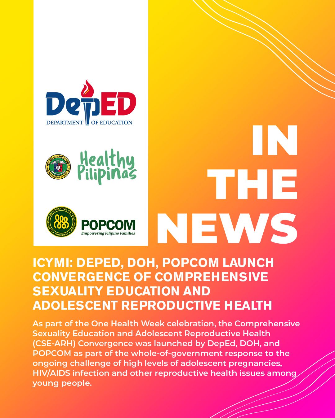 Icymi Deped Doh Popcom Launch Convergence Of Comprehensive Sexuality Education And Adolescent 9981