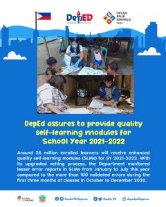 DepEd assures to provide quality self-learning modules for School Year 2021-2022