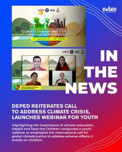 DepEd reiterates call to address climate crisis, launches webinar for youth