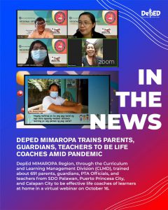 DepEd MIMAROPA trains parents, guardians, teachers to be life coaches amid pandemic