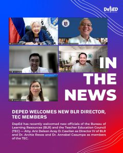 DepEd welcomes new BLR Director, TEC members