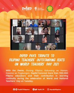 DepEd pays tribute to Filipino teachers’ outstanding feats on World Teachers’ Day 2021