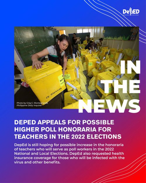 Deped Appeals For Possible Higher Poll Honoraria For Teachers In The 2022 Elections Department 0735