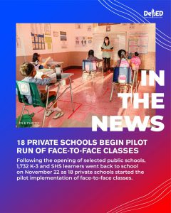 18 private schools begin pilot run of face-to-face classes