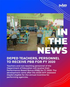 DepEd teachers, personnel to receive PBB for FY 2020