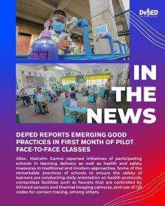 DepEd reports emerging good practices in first month of pilot face-to-face classes