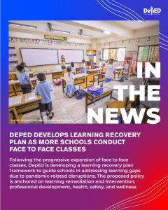 DepEd develops learning recovery plan as more schools conduct face-to-face classes