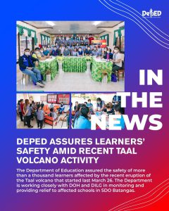 DepEd assures learners’ safety amid recent Taal volcano activity