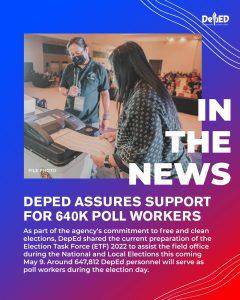 DepEd assures support for 640k poll workers