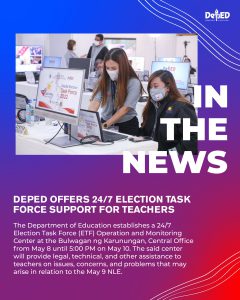 DepEd offers 24/7 Election Task Force support for teachers