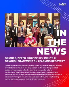 Briones, DepEd provide key inputs in Bangkok statement on learning recovery