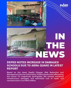 DepEd notes increase in damaged schools due to Abra quake in latest report