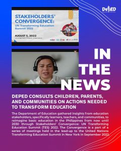 DepEd consults children, parents, and communities on actions needed to transform education