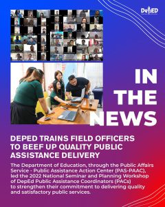 DepEd trains field officers to beef up quality public assistance delivery