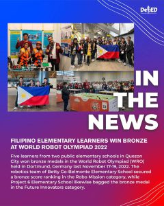 Filipino elementary learners win bronze at World Robot Olympiad 2022