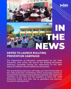 DepEd to launch Bullying Prevention campaign