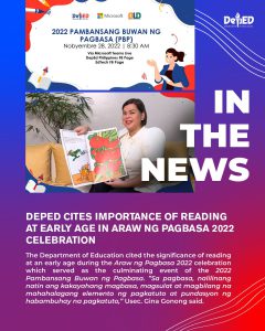 DepEd cites importance of reading at early age in Araw ng Pagbasa 2022 celebration