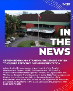 DepEd undergoes Strand Management Review to ensure effective QMS implementation