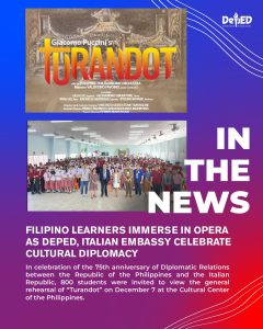 Filipino learners immerse in opera as DepEd, Italian Embassy celebrate cultural diplomacy