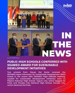 Public high schools conferred with SEAMEO award for sustainable development initiatives