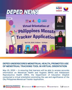 DepEd underscores menstrual health, promotes use of menstrual tracking tool in virtual orientation