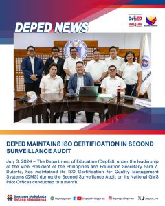 DepEd maintains ISO Certification in Second Surveillance Audit