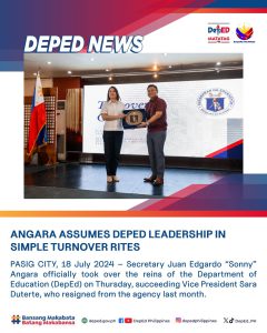 Angara assumes DepEd leadership in simple turnover rites