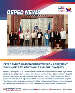 DEPED AND PSAC JOBS COMMITTEE SIGN AGREEMENT TO ENHANCE STUDENT SKILLS AND EMPLOYABILITY