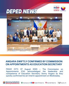 Angara Swiftly Confirmed by Commission on Appointments as Education Secretary