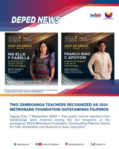 Two Zamboanga Teachers Recognized as 2024 Metrobank Foundation Outstanding Filipinos