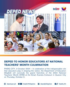 DepEd to Honor Educators at National Teachers’ Month Culmination